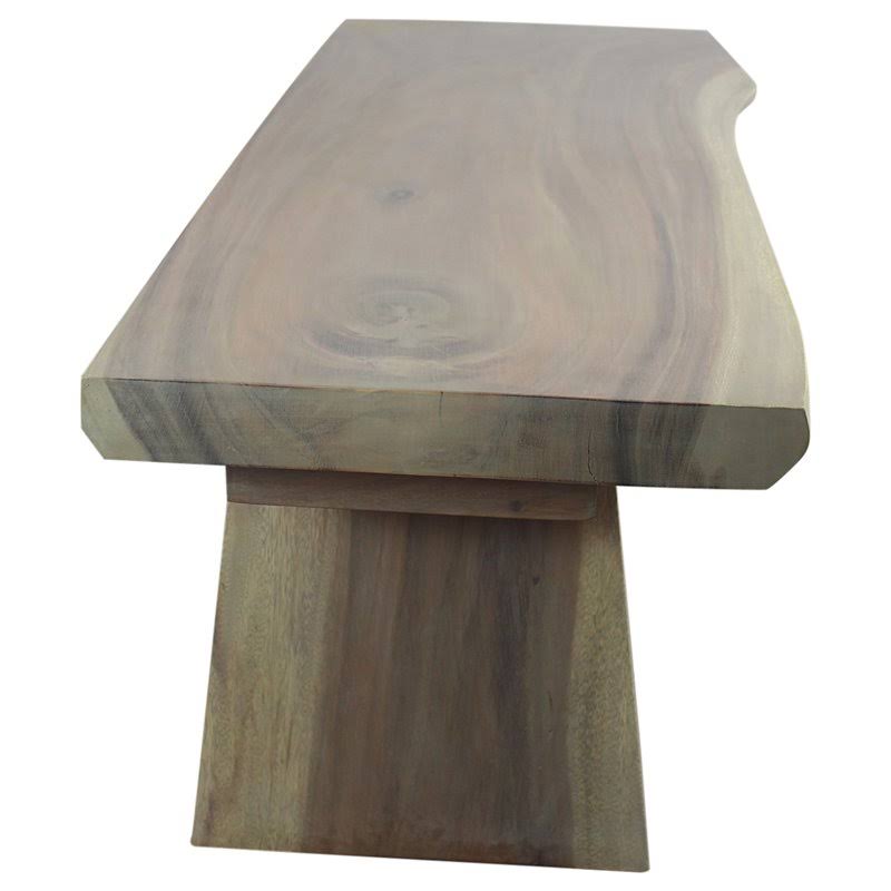 Wood Natural Edge Bench 48 in x 17-20 x 18 in H KD Agate Grey Oil E404