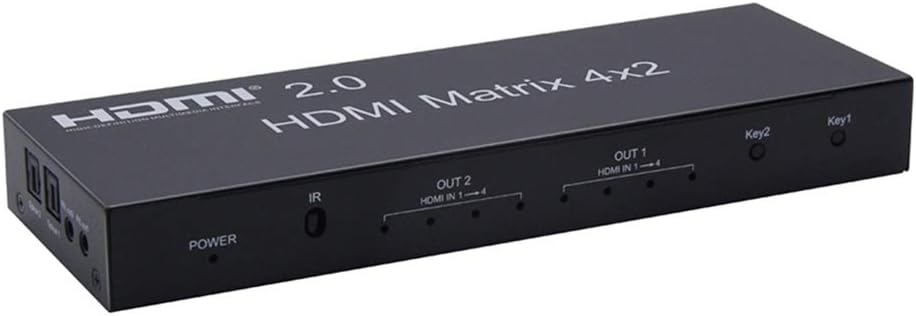 4K HDMI 2.0 Matrix 4X2 Switch with Optical & L/R 3.5mm Output, IR Remote Control, Pack of 2 H9008