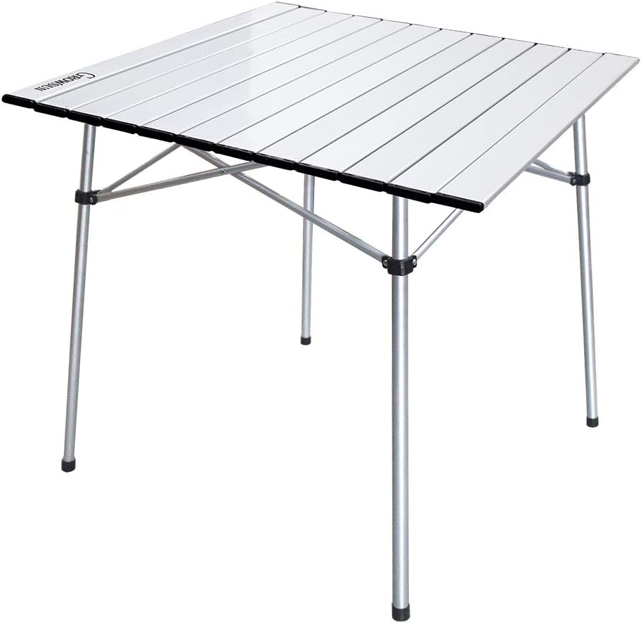 White Aluminum Folding Camping Table with Carry Bag Q84692