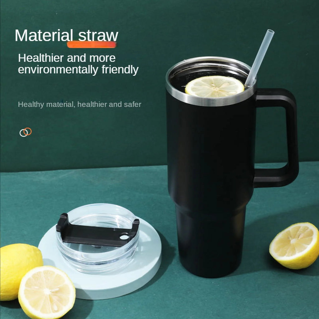 40 oz Insulated Reusable Stainless Steel Tumbler with Handle and Straw Lid X800