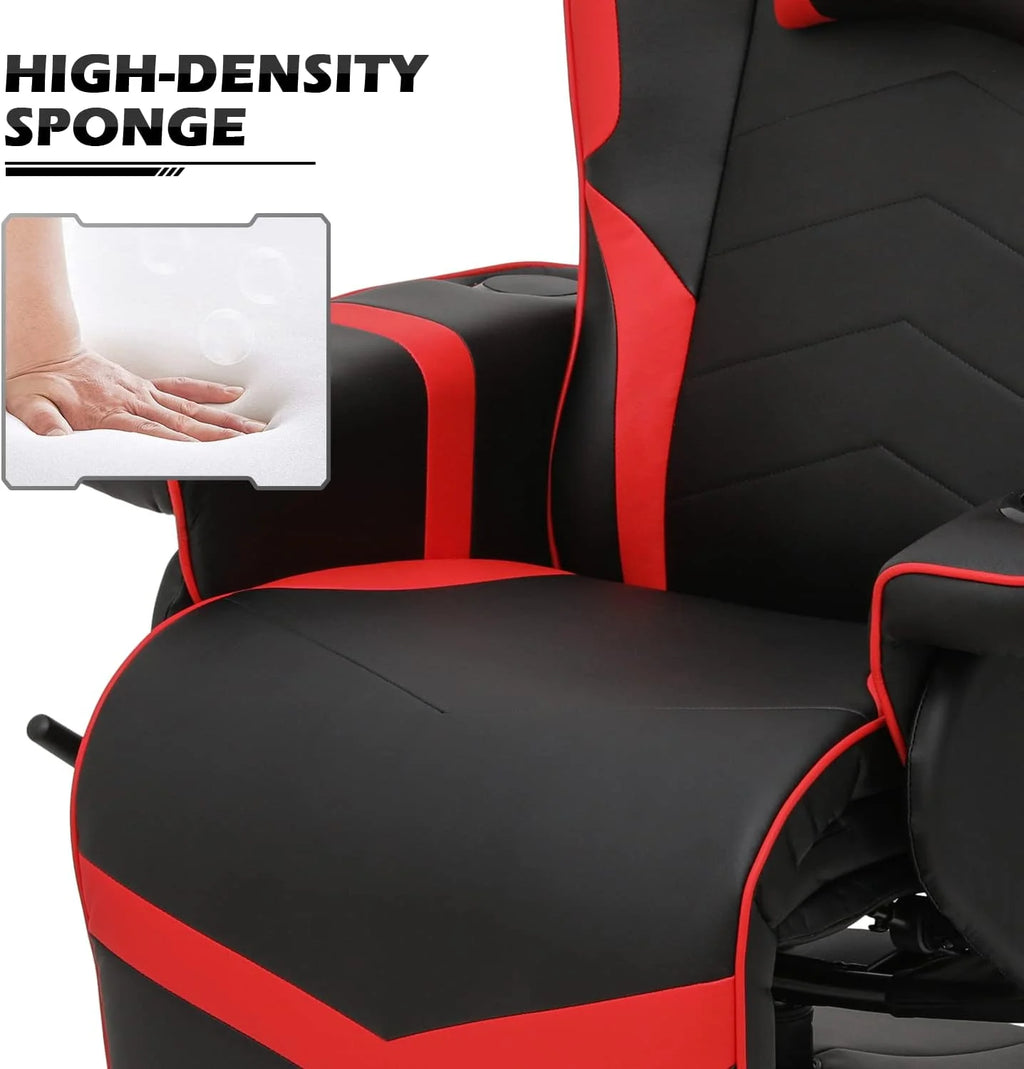 Red PU Leather Gaming Recliner Chair with Speakers E897152