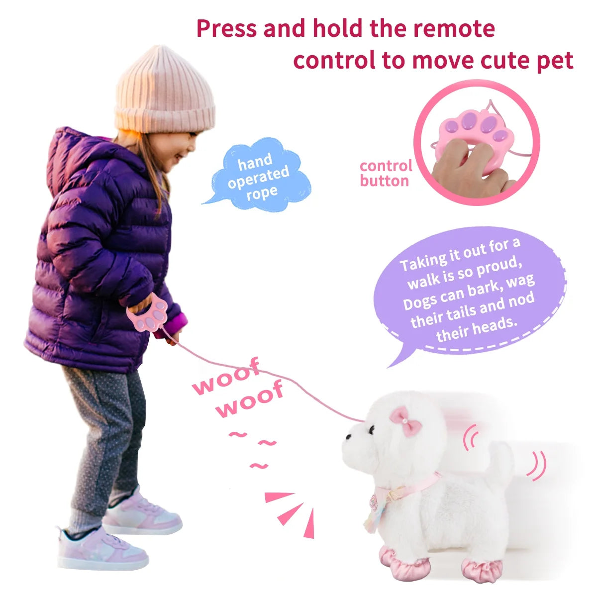 Interactive Plush Pet Dog with Remote Control Leash V2784