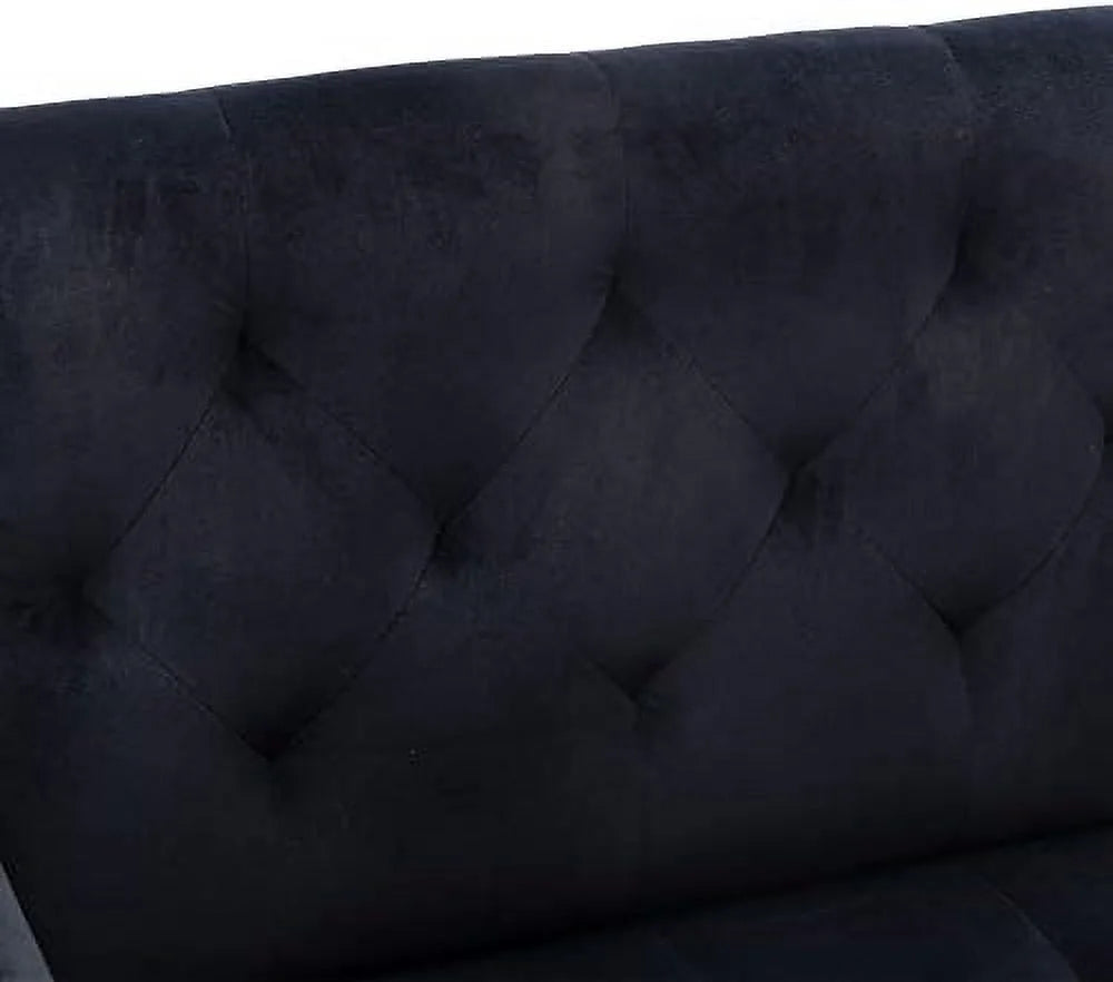 Orange Velvet Tufted Accent Chair with Metal Legs W909