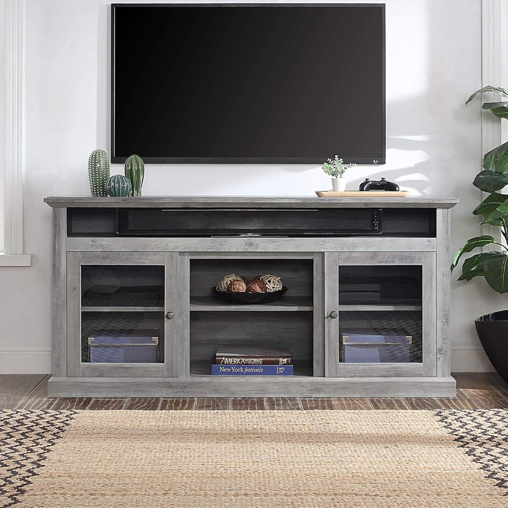 TV Stand with Open Storage Shelves and Cabinets O431056