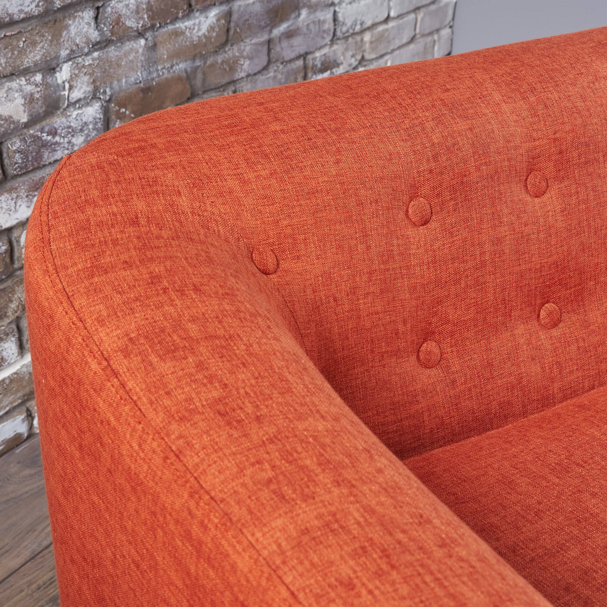 Muted Orange Fabric Mid Century Loveseat E48307