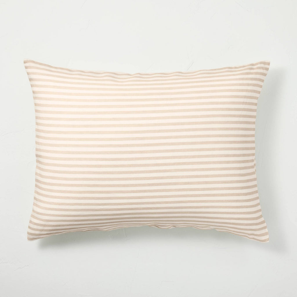 White/Natural Stripe Linen Duvet & Sham Set F18166