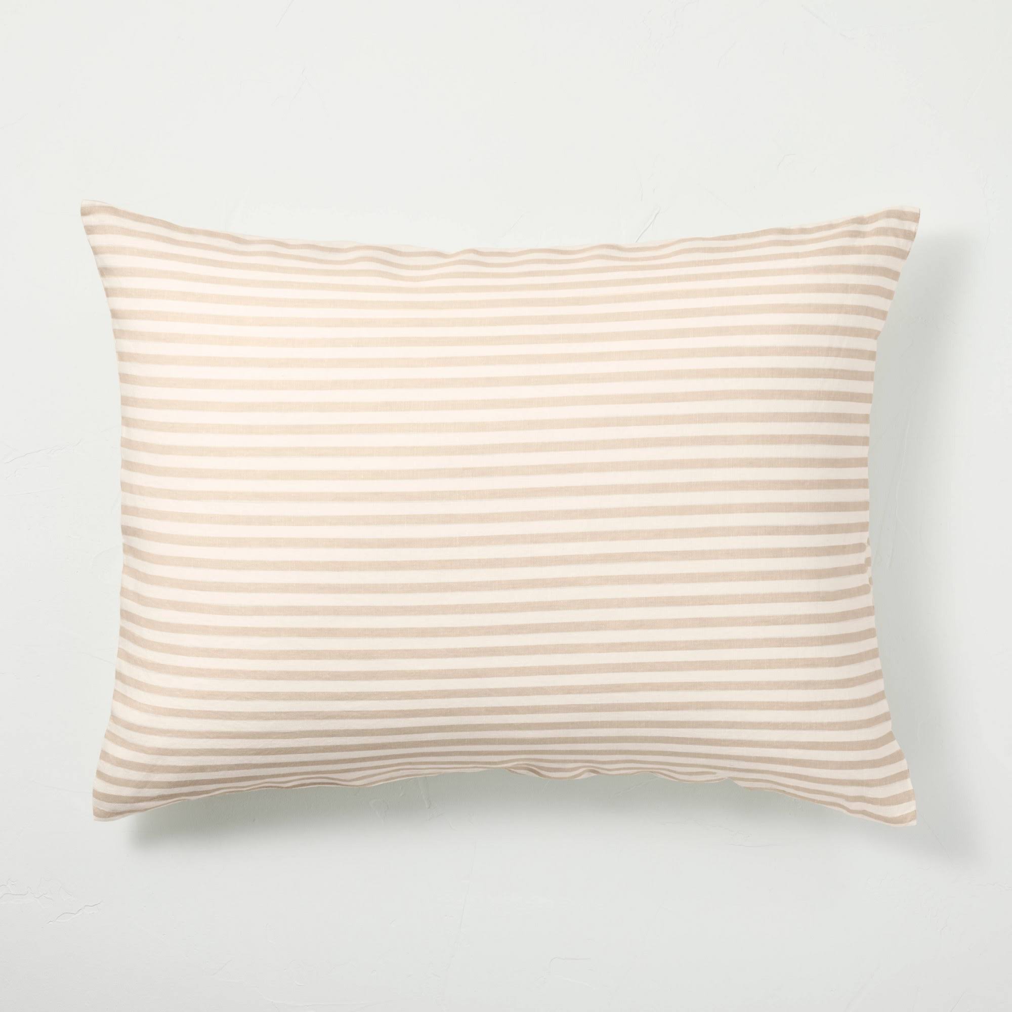 White/Natural Stripe Linen Duvet & Sham Set F18166