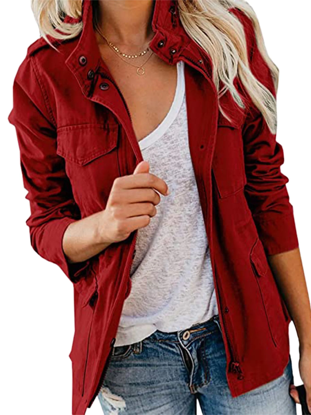Wine Red Utility Jacket D59329