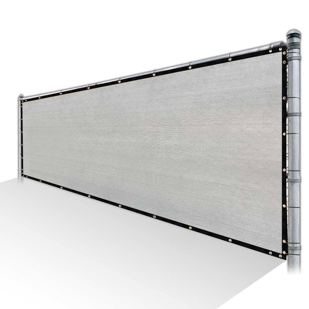 Grey Privacy Fence Screen HDPE Mesh Windscreen with Reinforced Grommets F9476