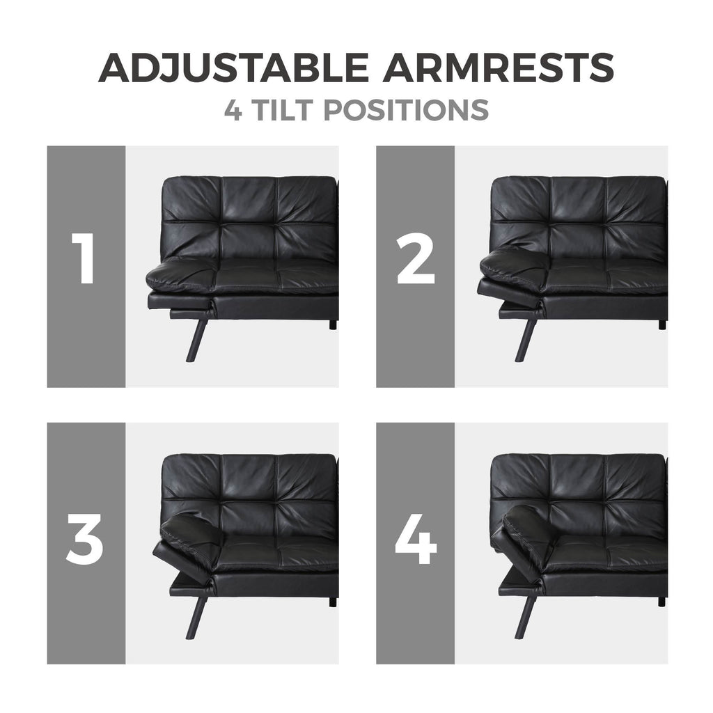 Black Convertible Memory Foam Futon Sofa Bed B298