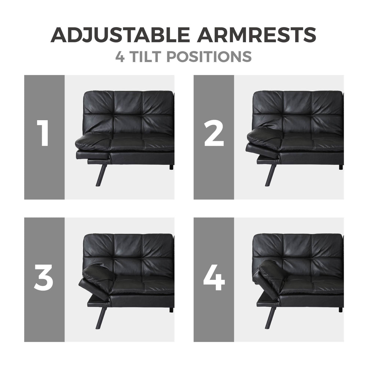 Black Convertible Memory Foam Futon Sofa Bed B298