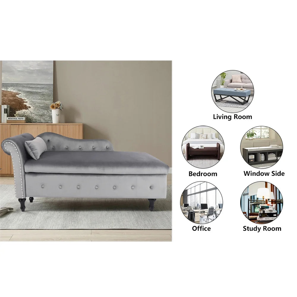 Velvet Storage Ottoman Bench with Nailhead Trim and Button Tufting Z72167