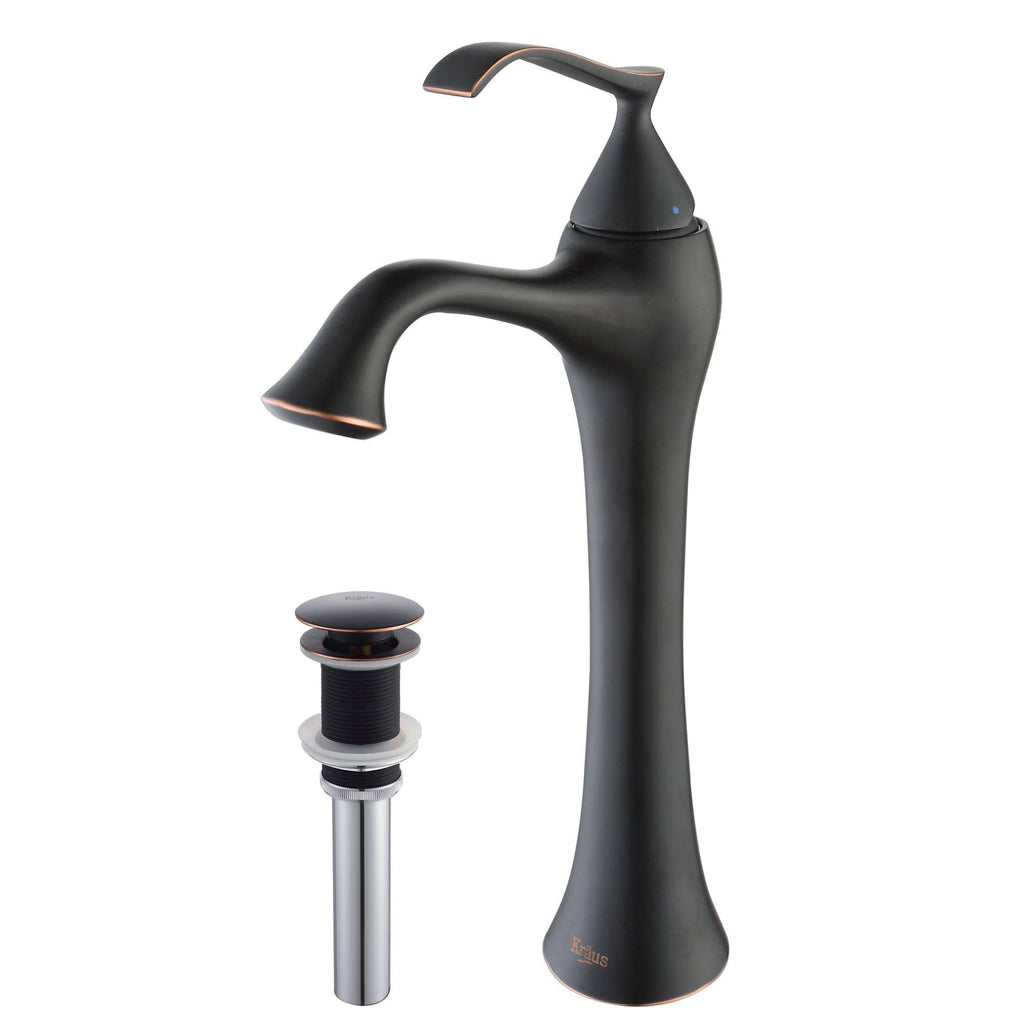 Oil Rubbed Bronze Vessel Bathroom Faucet with Pop Up Drain T437004