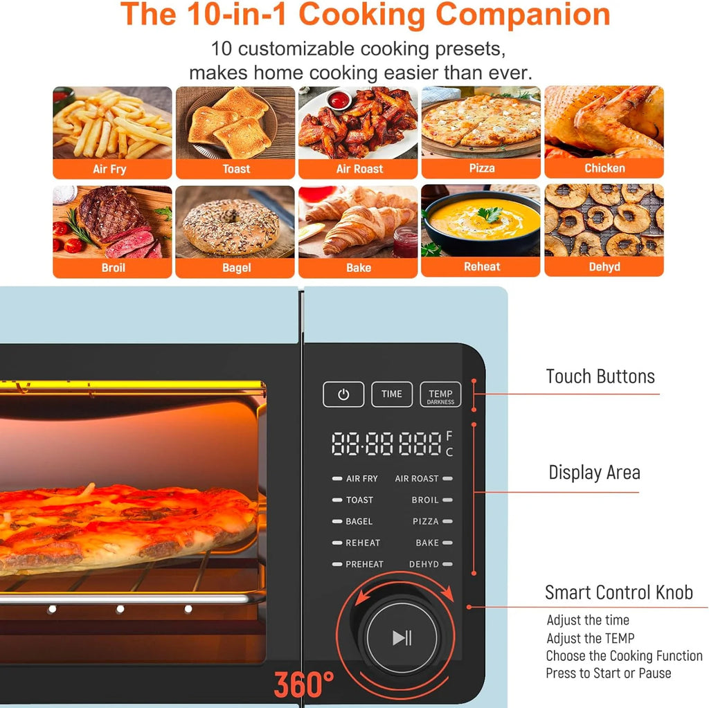 10-in-1 Countertop Convection Toaster Oven Air Fryer Combo, 1800W J678