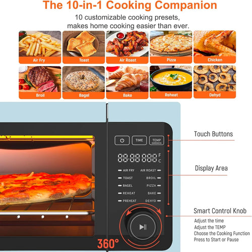 10-in-1 Countertop Convection Toaster Oven Air Fryer Combo, 1800W J678