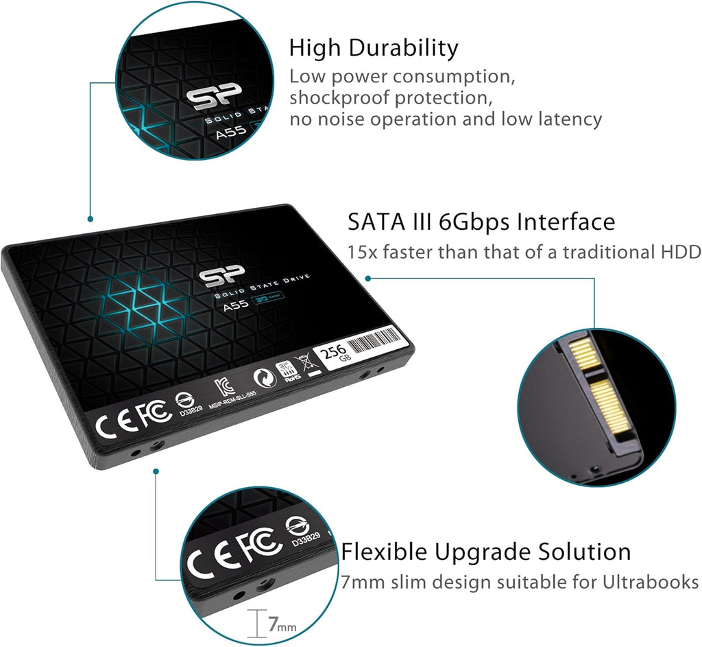 256GB SSD SATA III 2.5 7mm Internal Solid State Drive I675