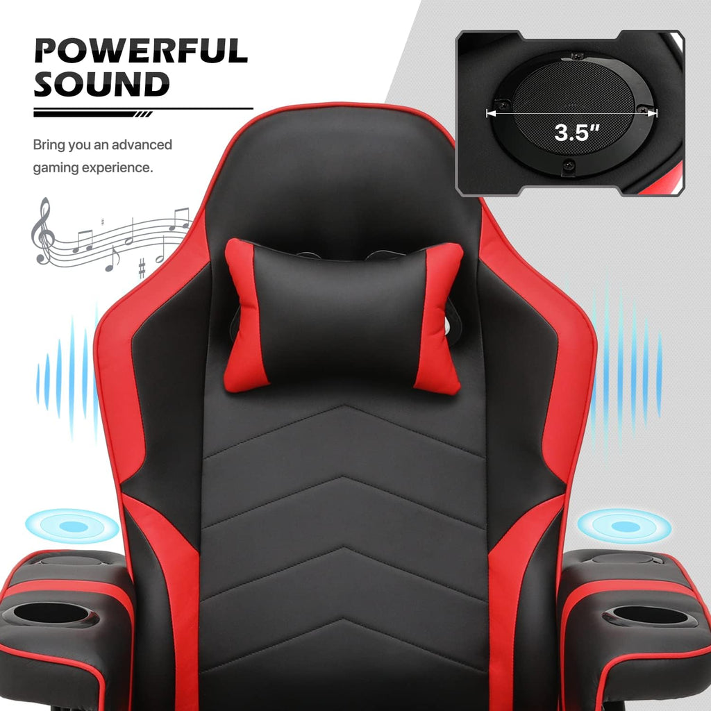 Red PU Leather Gaming Recliner Chair with Speakers E897152