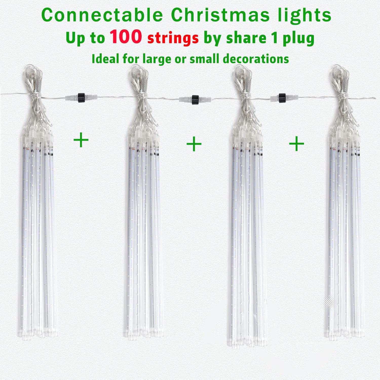 Waterproof 10 Tube 12 Inch 360 LED Meteor Shower Rain Lights S278613