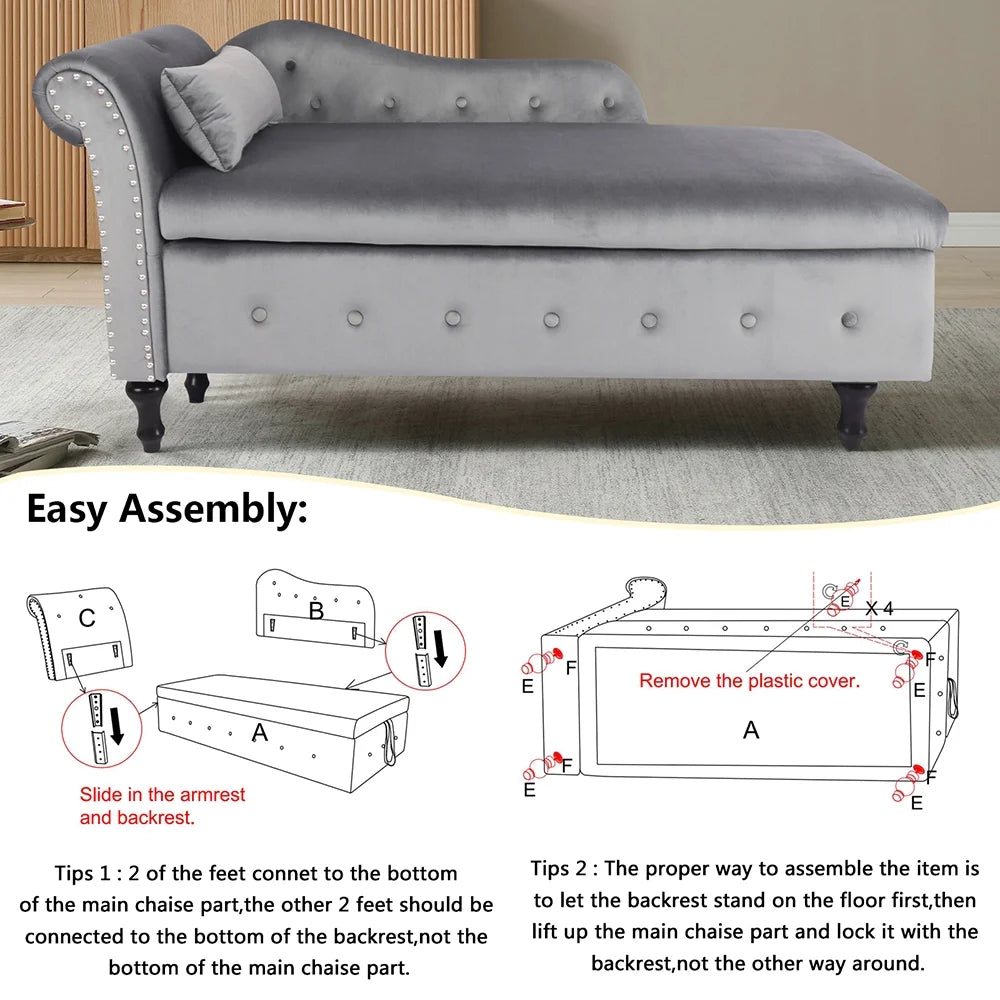 Velvet Storage Ottoman Bench with Nailhead Trim and Button Tufting Z72167