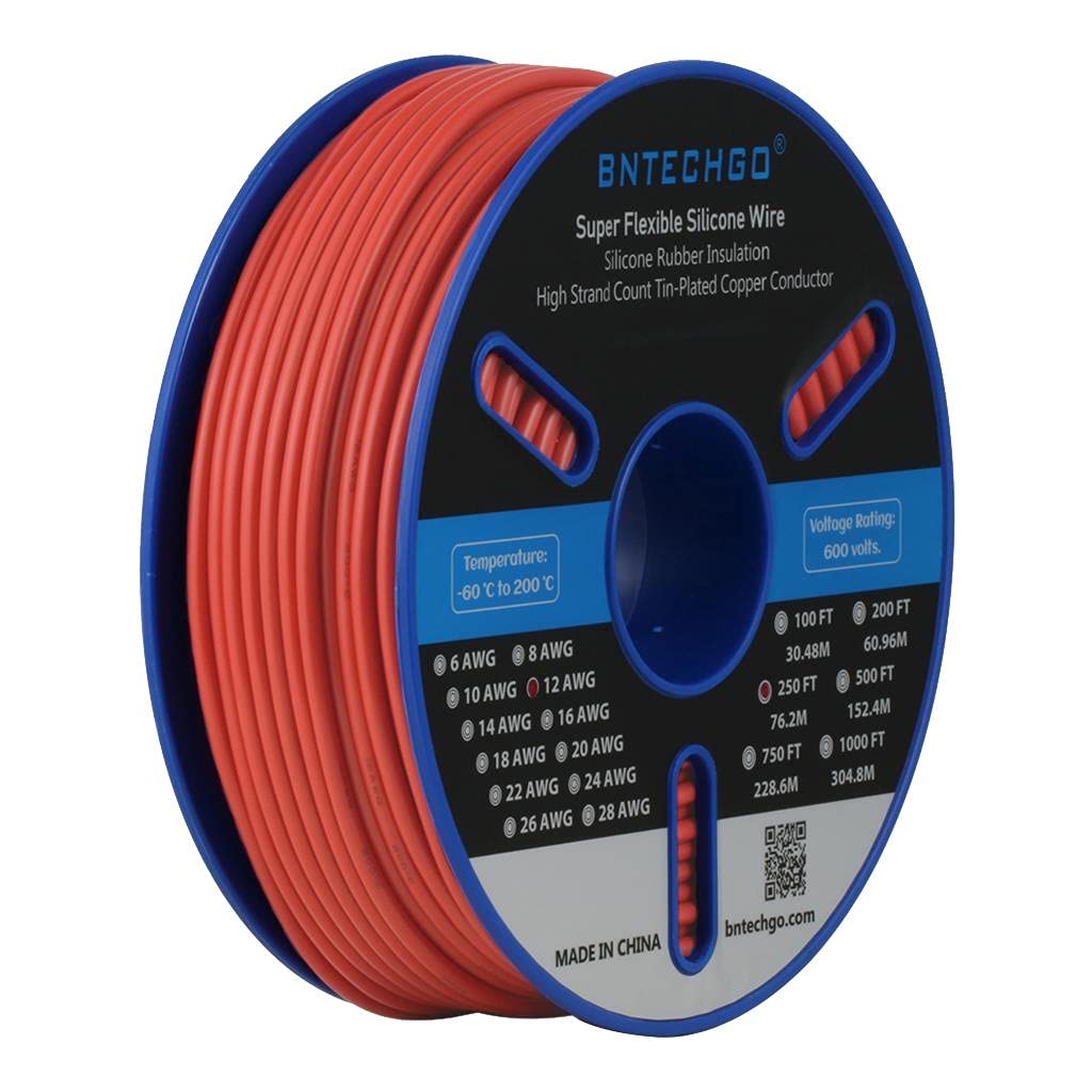 12 Gauge Silicone Wire Spool 100 ft Black Flexible 12 AWG Stranded Tinned Copper Wire Pack of 2 A33082