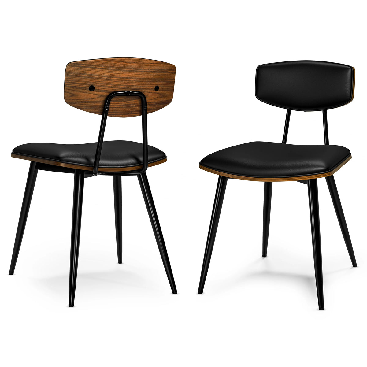 Black Vegan Faux Leather Dining Chair Set of 2 T45095