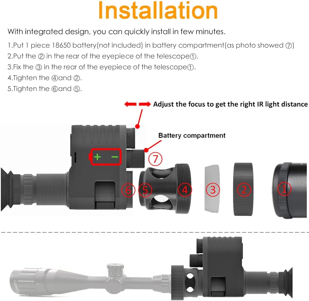 Night Vision Scope 1080P Hunting Riflescope with Quick Install Rings Y5883