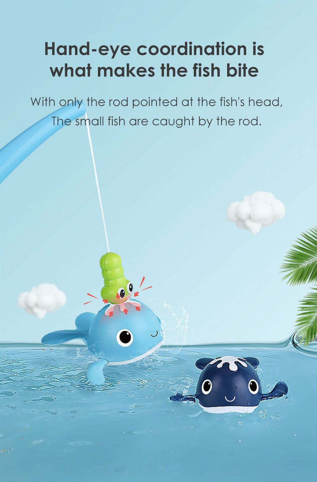 Magnetic Fishing Bath Toys Wind-up Swimming Whale Floating Pool Tub Toys P463