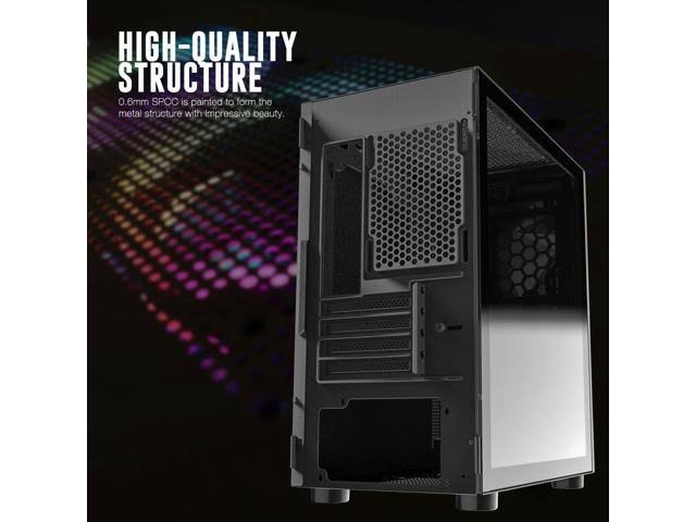 Black MATX Tower Computer Case with Glass Door G459