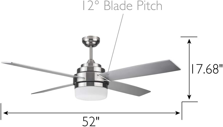 Brushed Nickel Contemporary Indoor Ceiling Fan with LED Light Kit and Remote Control N550683
