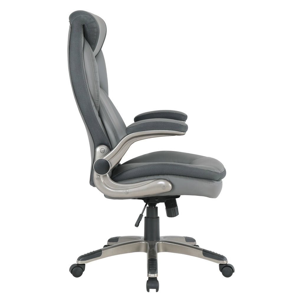 Charcoal Bonded Leather Chair with Nylon Base T539