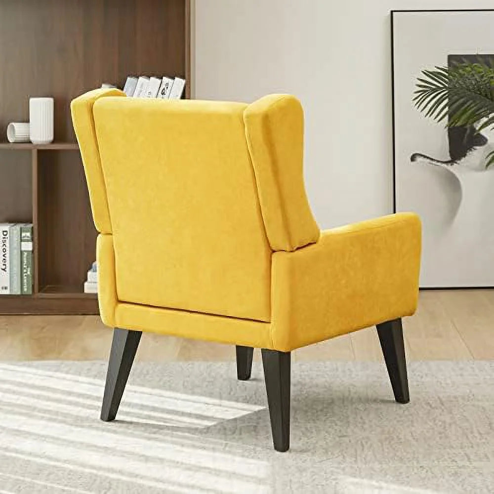 Yellow Upholstered Fabric Wingback Accent Chair E7002
