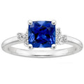 2.50 CT Cushion Blue Sapphire & Diamond Engagement Ring, White Gold N2249
