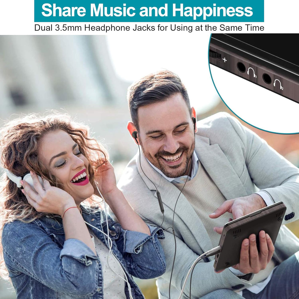 Portable Rechargeable CD Player with Dual Headphones Jack M185328