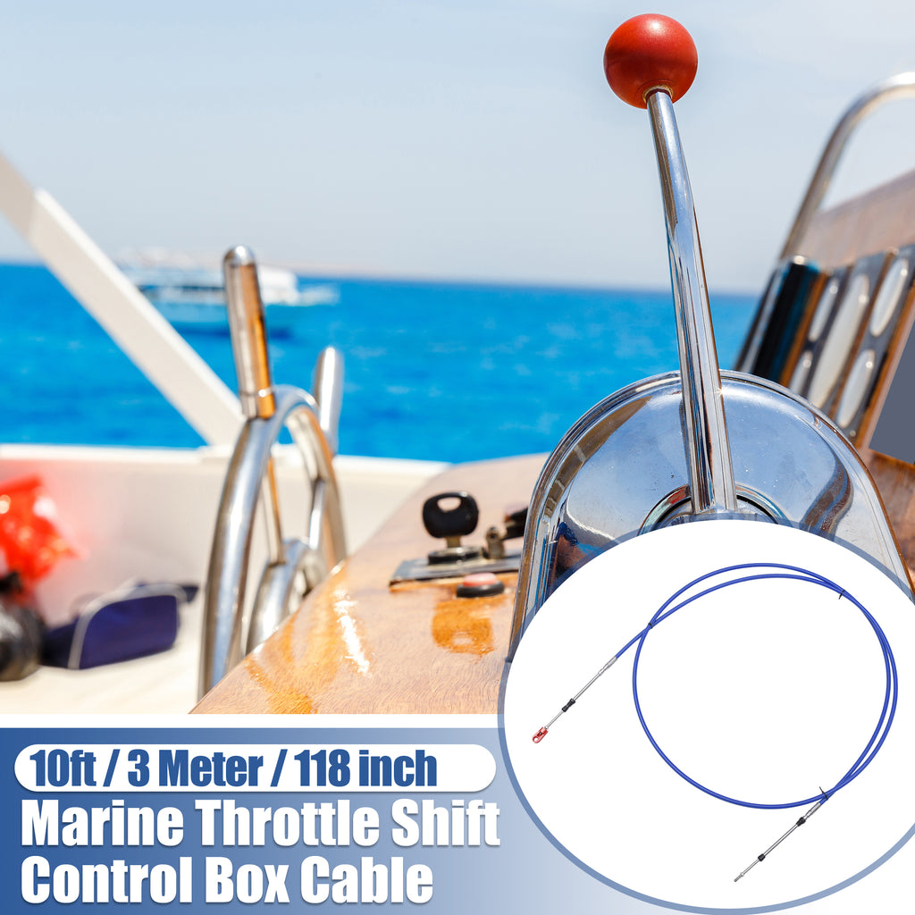 2pcs 10ft Marine Type Throttle Shift Remote Control Box Cable with Clevis Blue T5635