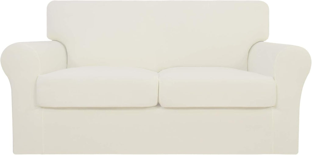 4 Pieces Stretch Sofa Slipcover for 3 Separate Cushion Couch, Camel W581810