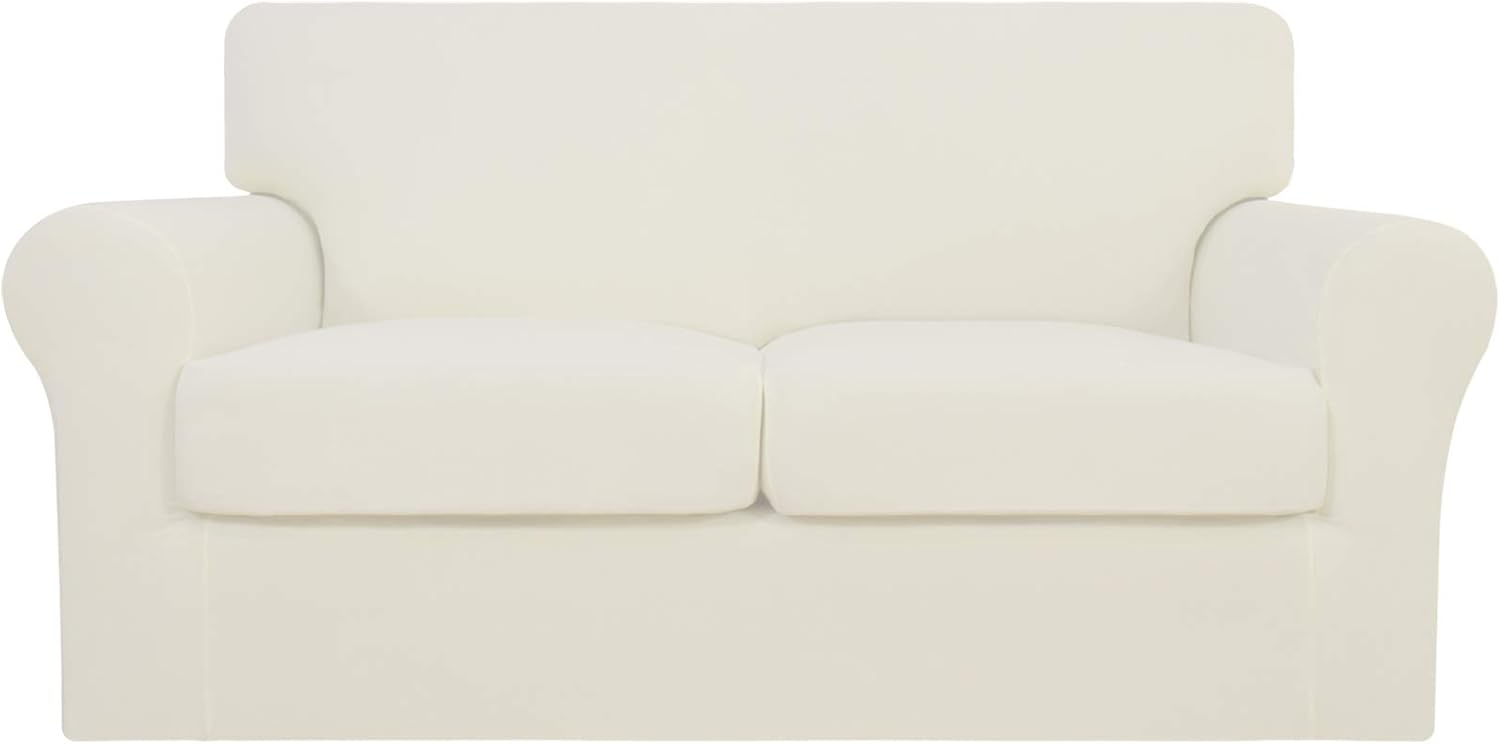 4 Pieces Stretch Sofa Slipcover for 3 Separate Cushion Couch, Camel W581810