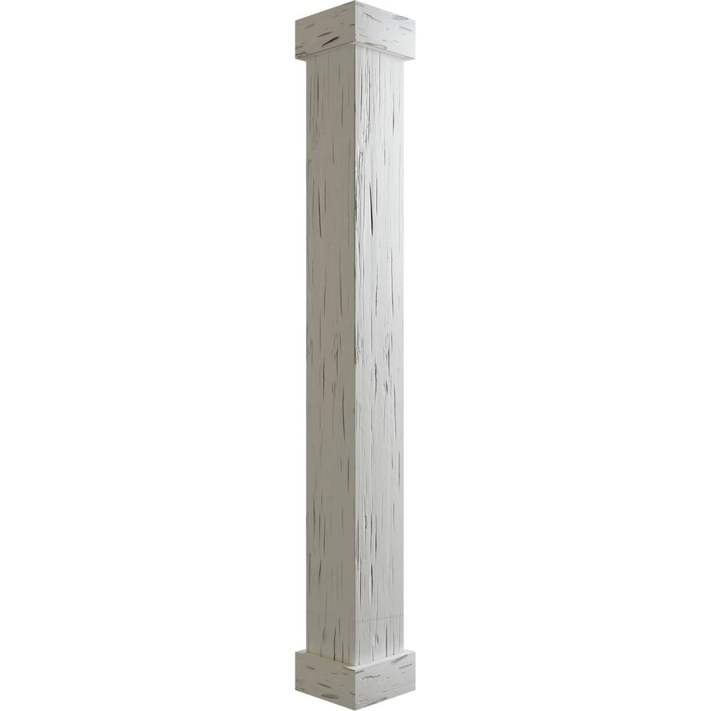 6x22W x 5&H Faux Wood Non-Tapered Square Column Wrap with Standard Capital M9337