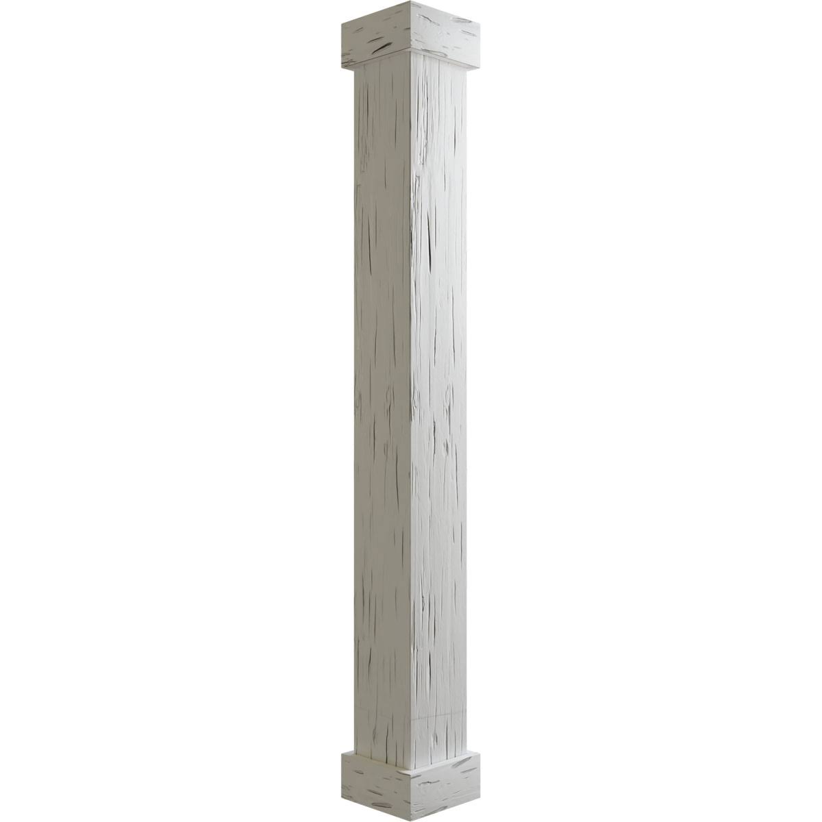 6x22W x 5&H Faux Wood Non-Tapered Square Column Wrap with Standard Capital M9337