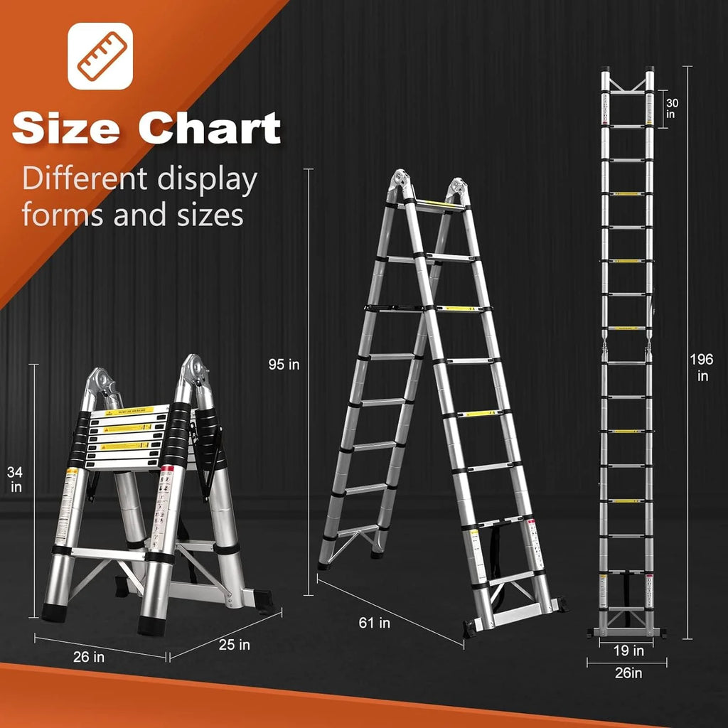 Telescoping Aluminum Extension Ladder with 2 Triangle Stabilizers W243658