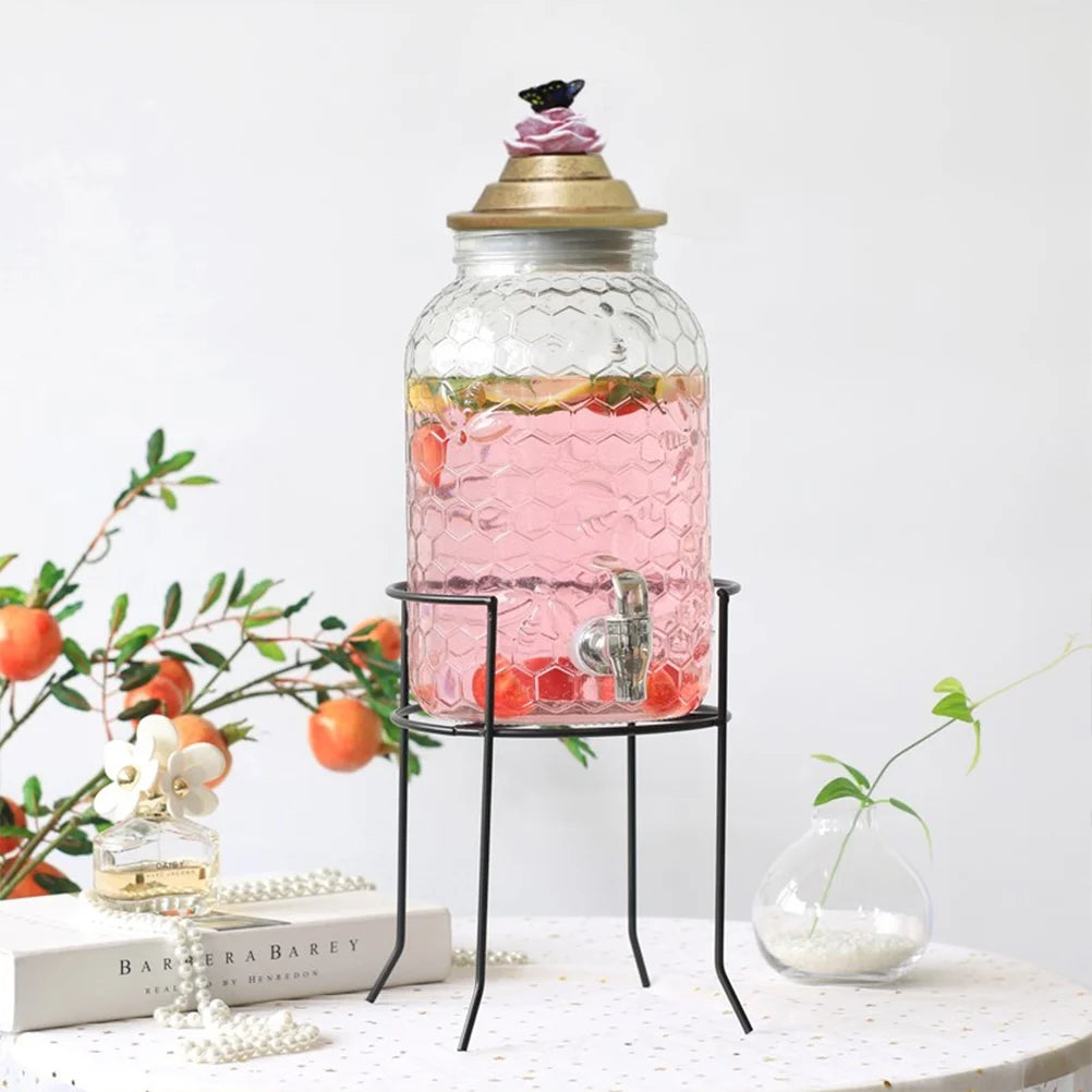 Black Iron Beverage Dispenser Stand D6745