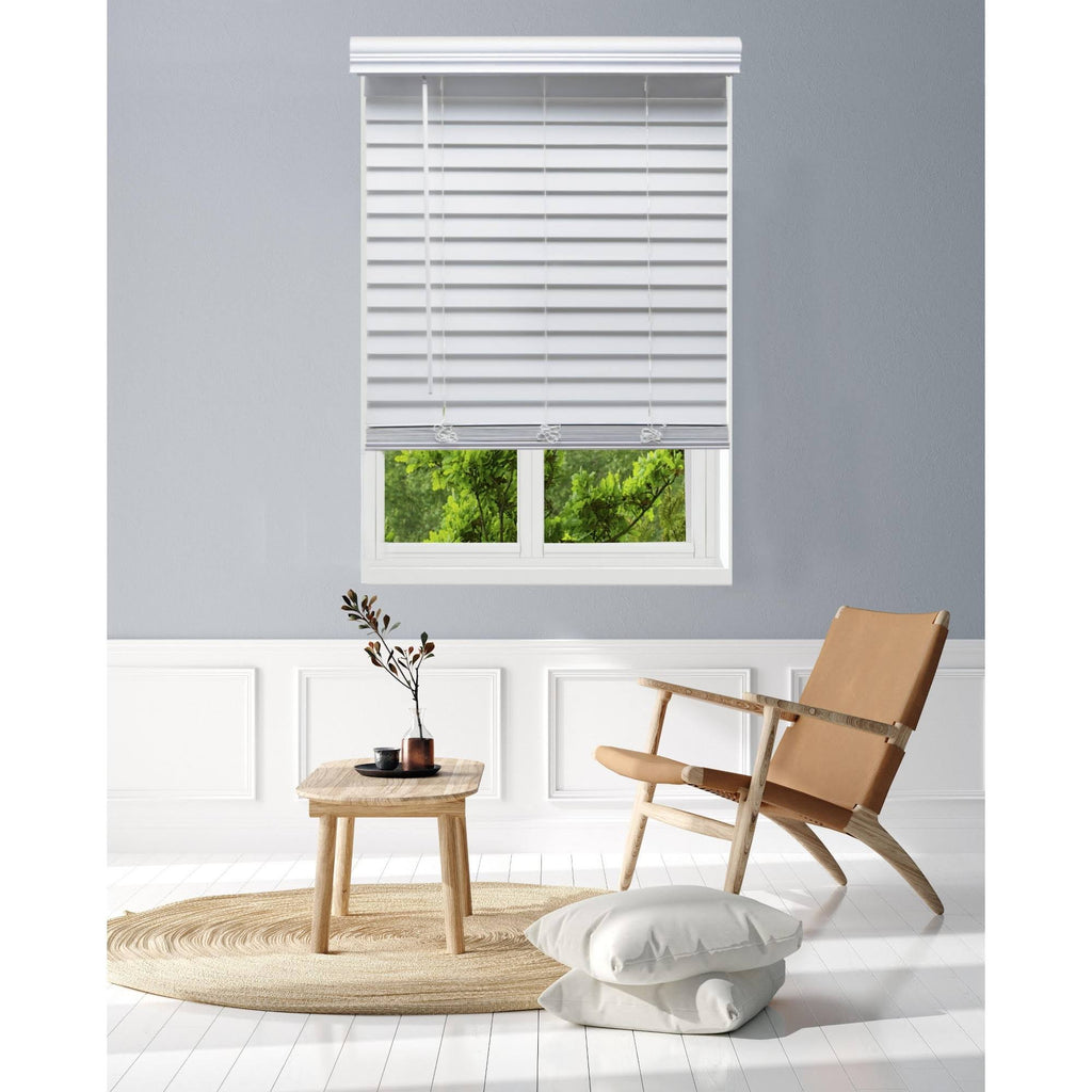 White 68.5 W x 60 H Faux Wood Blinds T1219