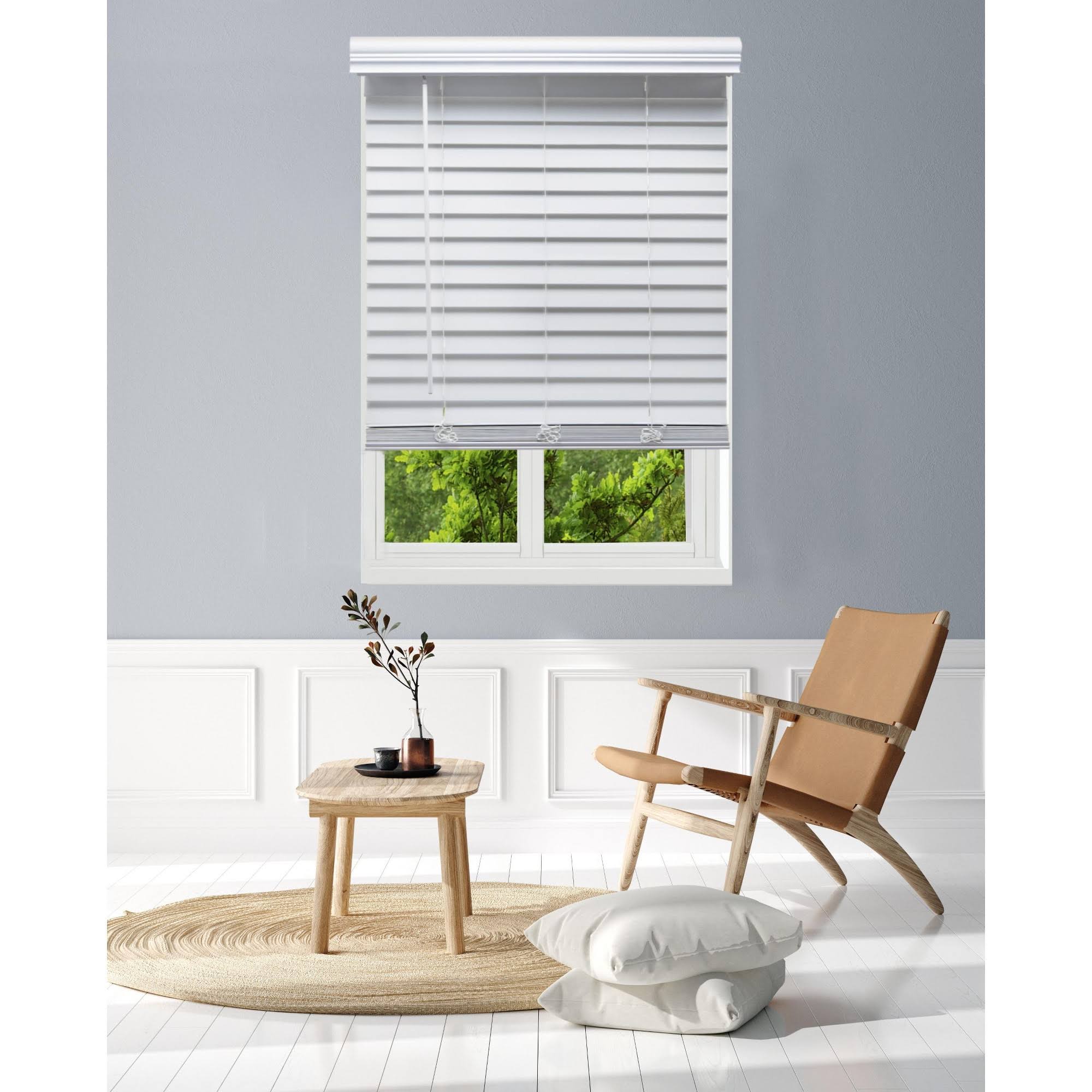 White 68.5 W x 60 H Faux Wood Blinds T1219
