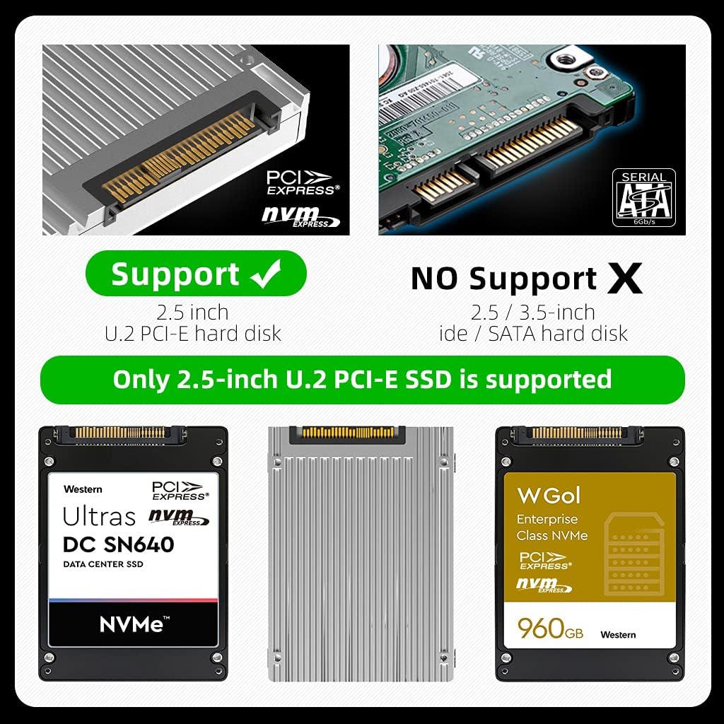 U.2 PCIe NVMe Hard Drive Enclosure with USB3.2 10Gbps Converter Docking Station K1789