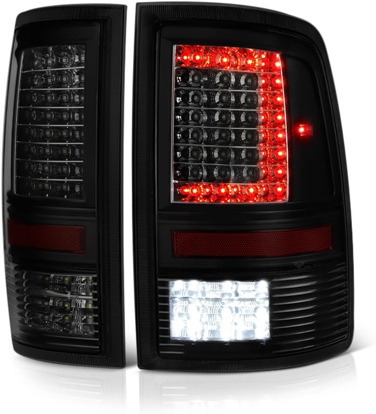 Chrome Smoke C-Shape Full-LED Tail Brake Light Replacement Pair Housing Lamp Assembly R586