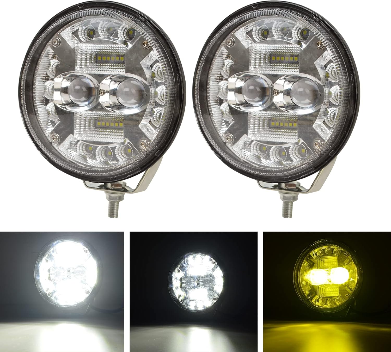 2pcs 68W Dual Color 6000K White 3500K Amber LED Driving Lights X1933