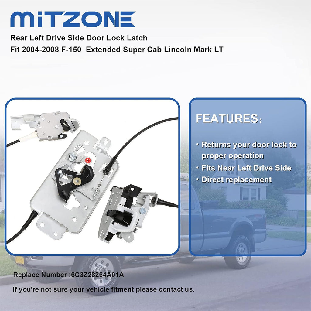 Rear Left Drive Side Door Lock Latch Cable Pack of 2 V87986