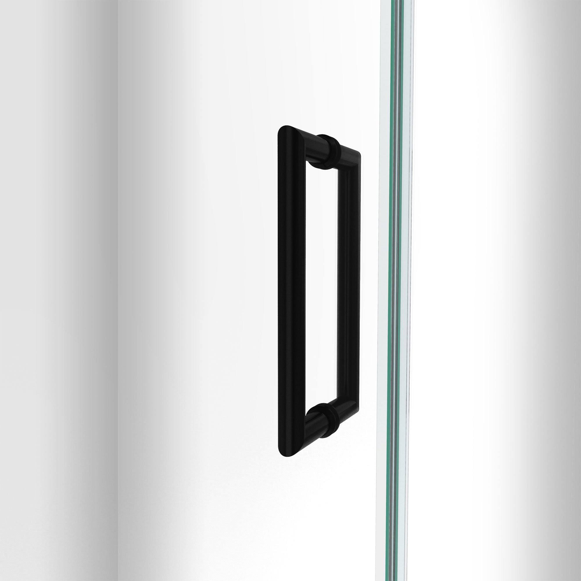 27 in. W x 72 in. H Frameless Hinged Shower Door, Satin Black B388683
