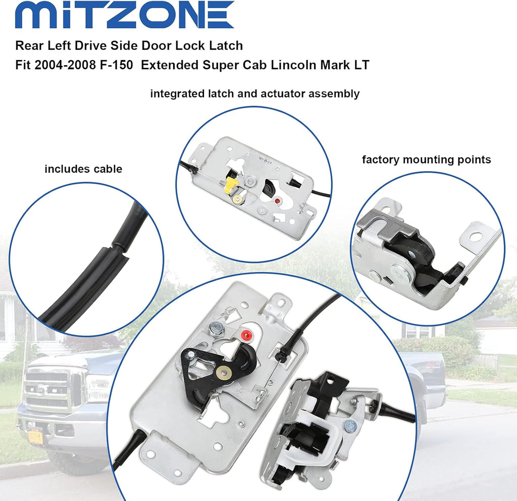 Rear Left Drive Side Door Lock Latch Cable Pack of 2 V87986