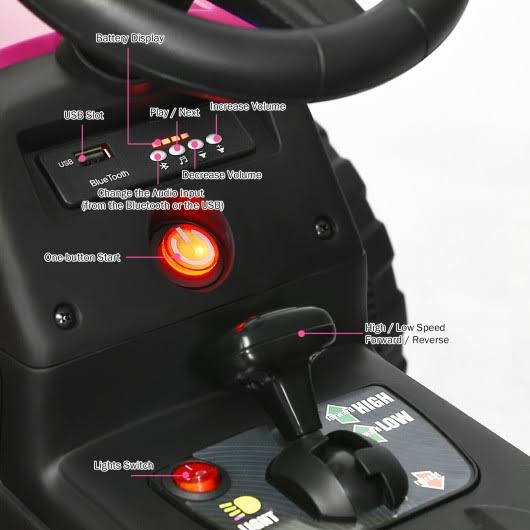 Pink 12V Kids Ride on Tractor with Trailer K332918