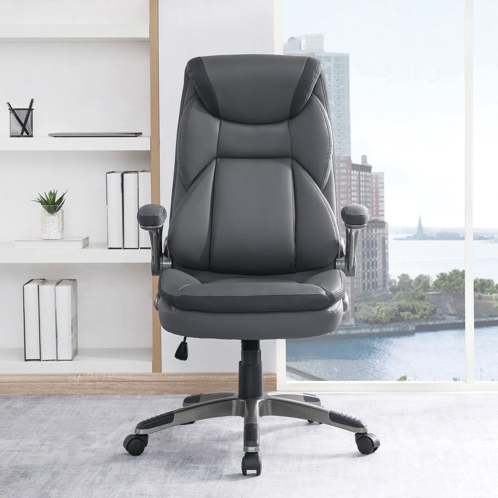 Charcoal Bonded Leather Chair with Nylon Base T539